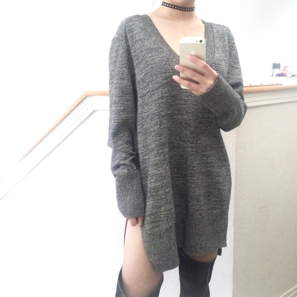 Slit cashmere Pima cotton dress